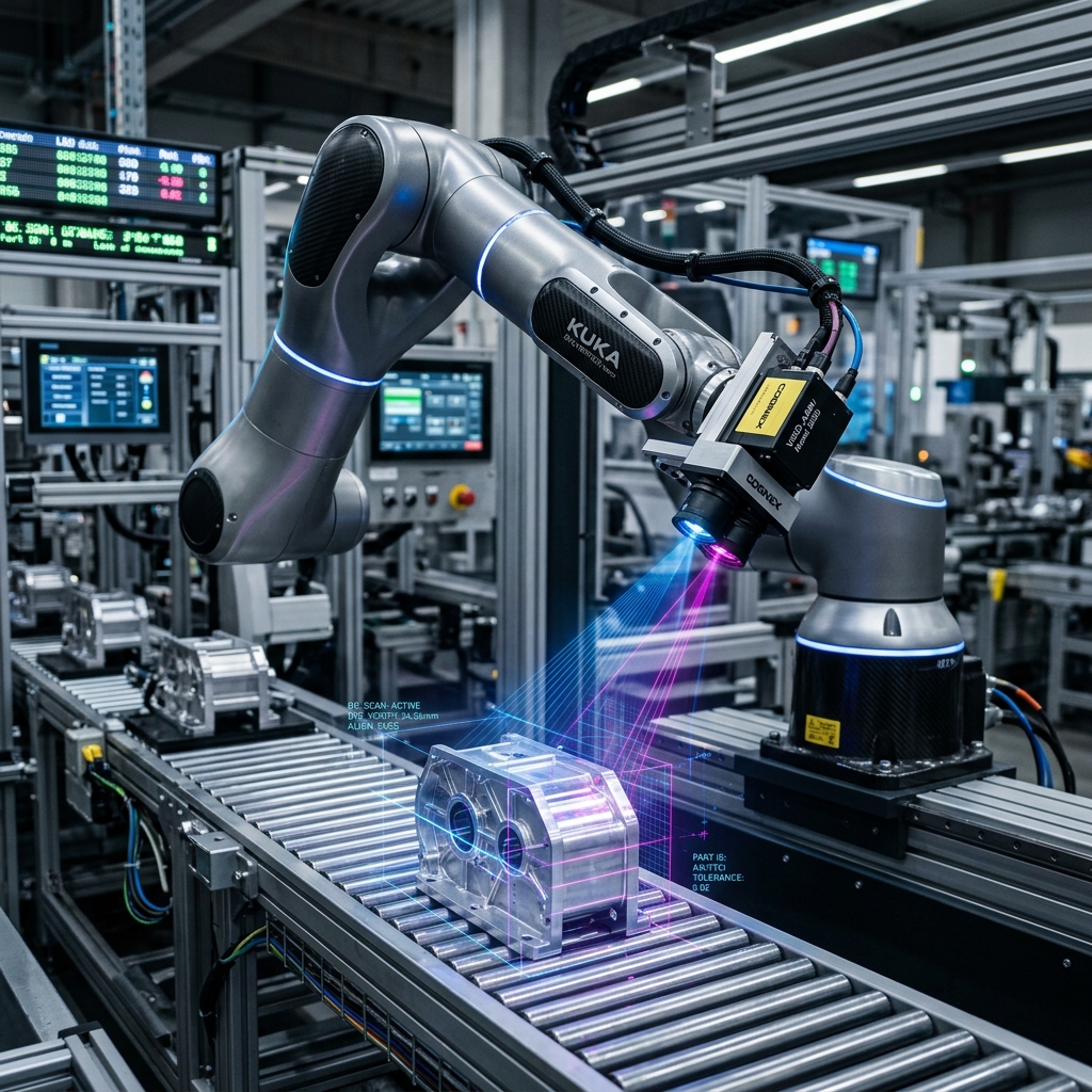 Robotic arm utilizing camera vision scanner to run quality assurance checks
